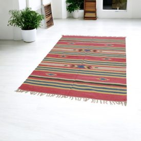 Modern Kilim rug Indian 140x200 colourful cotton kilim rug