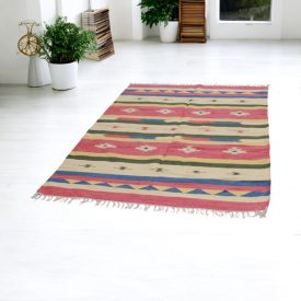 Modern Kilim rug Indian 140x200 colourful cotton kilim rug