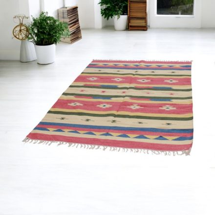 Modern kelim rug Indian 140x200 colourful cotton kilim rug