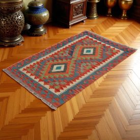 Hand woven Afghan wool Chobi Kilim rug 83x131 cm