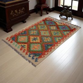 Wool Kilim rug Chobi 140x96 handwoven Afghan Kilim rug