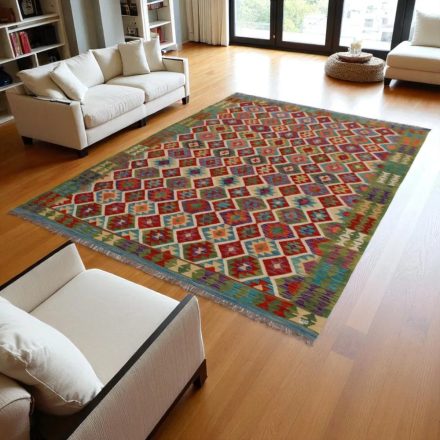 Ethnic Kelim rug Chobi 213x287 Handmade Afghan wool Kilim rug