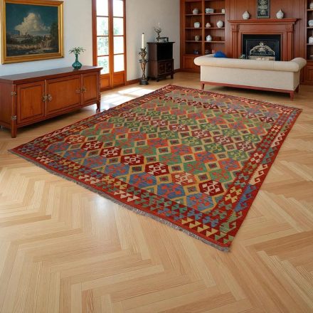 Ethnic Kelim rug Chobi 253x360 Handmade Afghan wool Kilim rug