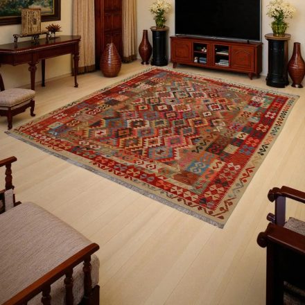 Ethnic Kelim rug Chobi 238x299 Handmade Afghan wool Kilim rug
