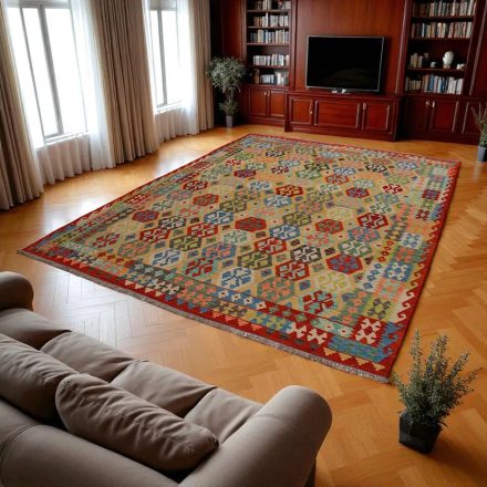 Ethnic Kelim rug Chobi 259x350 Handmade Afghan wool Kilim rug