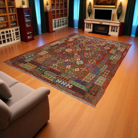 Ethnic Kelim rug Chobi 246x350 Handmade Afghan wool Kilim rug