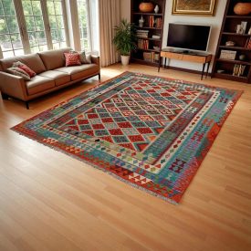   Ethnic Kilim rug Chobi 247x300 Handmade Afghan wool Kilim rug
