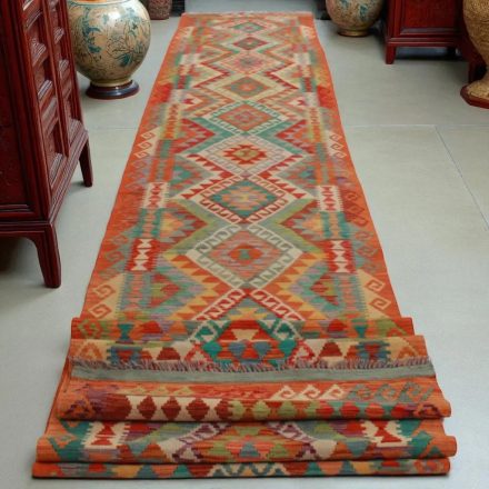 Kilim runner rug Chobi 105x686 extra long hand woven kilim