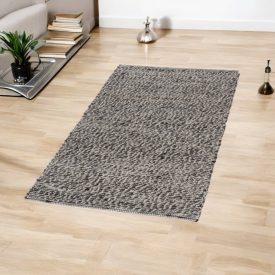 Wool rug Rustic 71x133 grey carpet