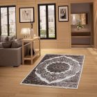 Classic carpet beige brown Isfahan 140x200 polyester rug for living room or bedroom