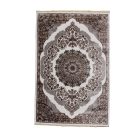 Classic carpet beige brown Isfahan 140x200 polyester rug for living room or bedroom