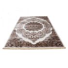 Classic carpet beige brown Isfahan 140x200 polyester rug for living room or bedroom