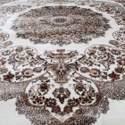 Classic carpet beige brown Isfahan 140x200 polyester rug for living room or bedroom