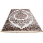 Classic carpet beige brown Isfahan 140x200 polyester rug for living room or bedroom