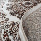 Classic carpet beige brown Isfahan 140x200 polyester rug for living room or bedroom