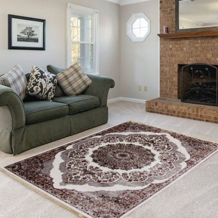 Classic carpet beige brown 160x230 machine-made polyester rug