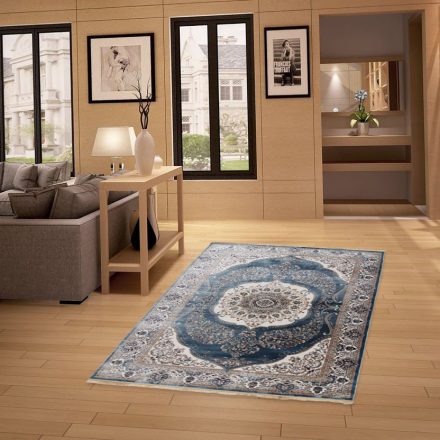 Classic carpet blue 140x200 machine-made polyester rug