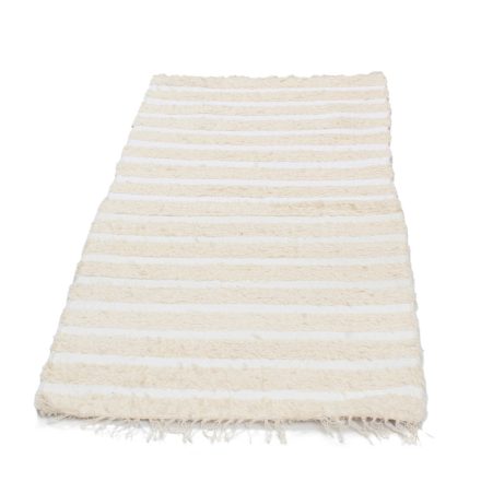 Fluffy carpet beige 71x141 long fibre soft rag rug