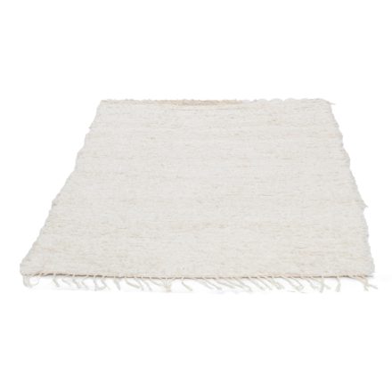 Fluffy carpet beige 126x66 long fibre soft rag rug