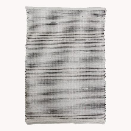 Rag rug 54x84 white-black cotton rag rug