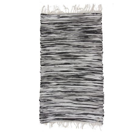 Rag rug 75x131 white-black cotton rag rug