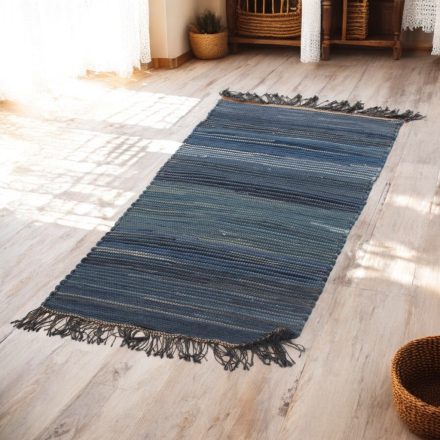 Rag rug 66x147 blue cotton carpet