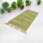 Rag rug 80x270 green cotton runnger rug