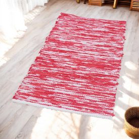 Rag rug 70x143 red cotton carpet