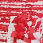 Rag rug 70x143 red cotton carpet