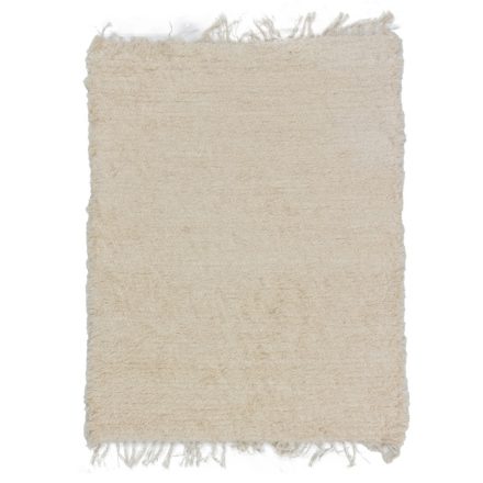 Fluffy carpet beige 77x96 long fibre soft rag rug