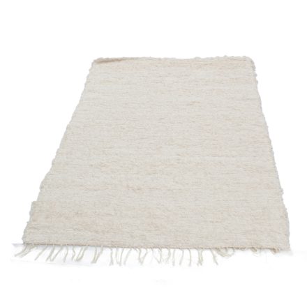 Fluffy carpet beige 125x162 long fibre soft rag rug