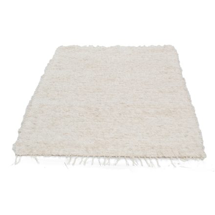 Fluffy carpet beige 121x167 long fibre soft rag rug