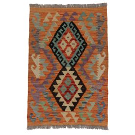 Hand woven ethnic Afghan wool Chobi Kilim rug 95x65 cm