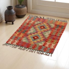 Hand woven Afghan wool Chobi Kilim rug 81x59 cm