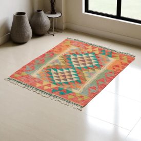 Kilim rug Chobi 74x64 hand woven Afghan Kilim rug