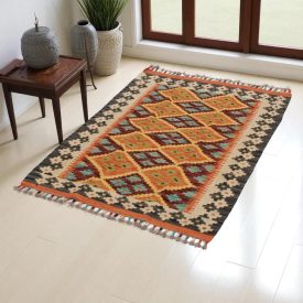 Hand woven Afghan wool Chobi Kilim rug 88x120 cm