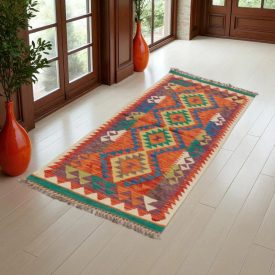 Kilim rug Chobi 67x194 hand woven Afghan Kilim rug