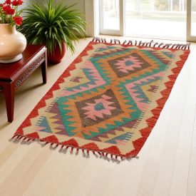   Ethnic Kilim rug Chobi 94x63 hand woven Afghan Ethnic Kilim rug