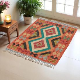   Ethnic Kilim rug Chobi 87x65 hand woven Afghan Ethnic Kilim rug