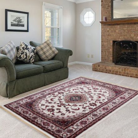 Classic carpet beige 160x230 machine-made polyester rug
