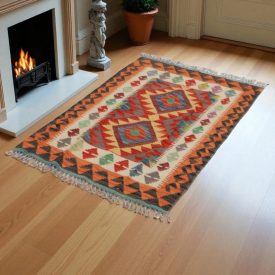 Hand woven Afghan wool Chobi Kilim rug 84x124 cm