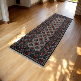 Oriental runner carpet Aqcha Elephantfoot 80x285 handmade afghan rug