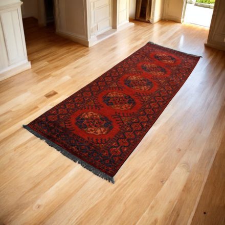 Afghan runner rug Kargai Elephantfoot 83x249 handmade oriental carpet