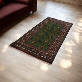   Oriental runner rug Aqcha Bukhara 96x205 handmade afghan carpet