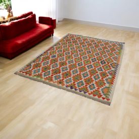 Wool Kilim rug Chobi 154x204 hand woven afghan Kilim rug