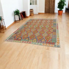Afghan hand woven Kilim Chobi 204x293 Afghan wool Kilim rug
