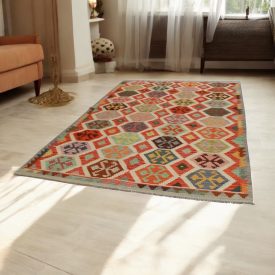Maimana Kilim rug 205x307 hand woven afghan wool Kilim