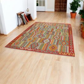 Hand woven Maimana Kilim rug 206x292 cm