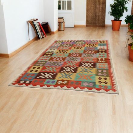Maimana Kilim rug 196x297 hand woven afghan wool Kelim