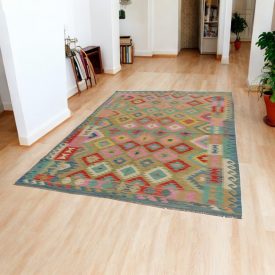 Wool Kilim rug Chobi 203x298 hand woven afghan Kilim rug
